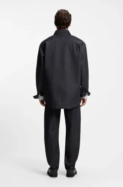 Oversized Hemd aus schwerem dunkelblauem Denim