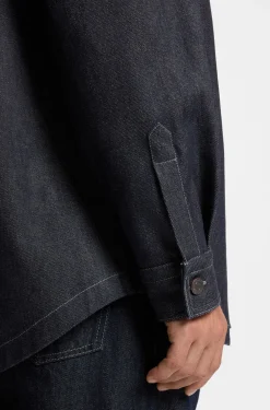 Oversized Hemd aus schwerem dunkelblauem Denim