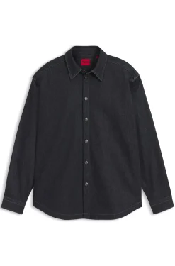 Oversized Hemd aus schwerem dunkelblauem Denim