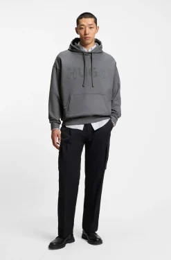 Oversized Hoodie aus Baumwoll-Terry mit reflektierendem Logo