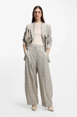 Oversized Hose aus karierter Stretch-Wolle