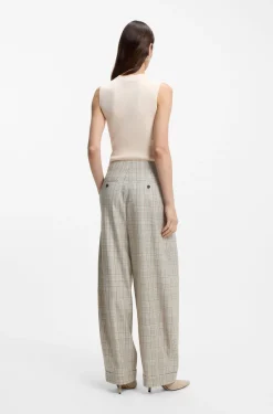 Oversized Hose aus karierter Stretch-Wolle
