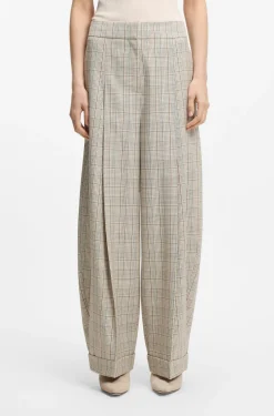 Oversized Hose aus karierter Stretch-Wolle