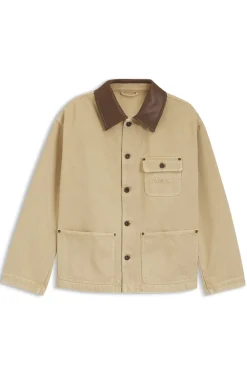 Oversized Jacke aus Baumwoll-Twill mit Kontrastkragen