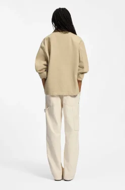 Oversized Jacke aus Baumwoll-Twill mit Kontrastkragen