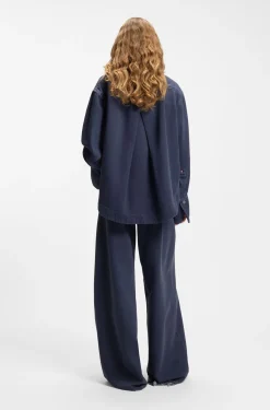 Oversized Jeanshemd aus festem Denim in Rauchblau