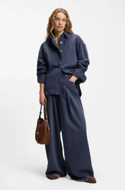 Oversized Jeanshemd aus festem Denim in Rauchblau
