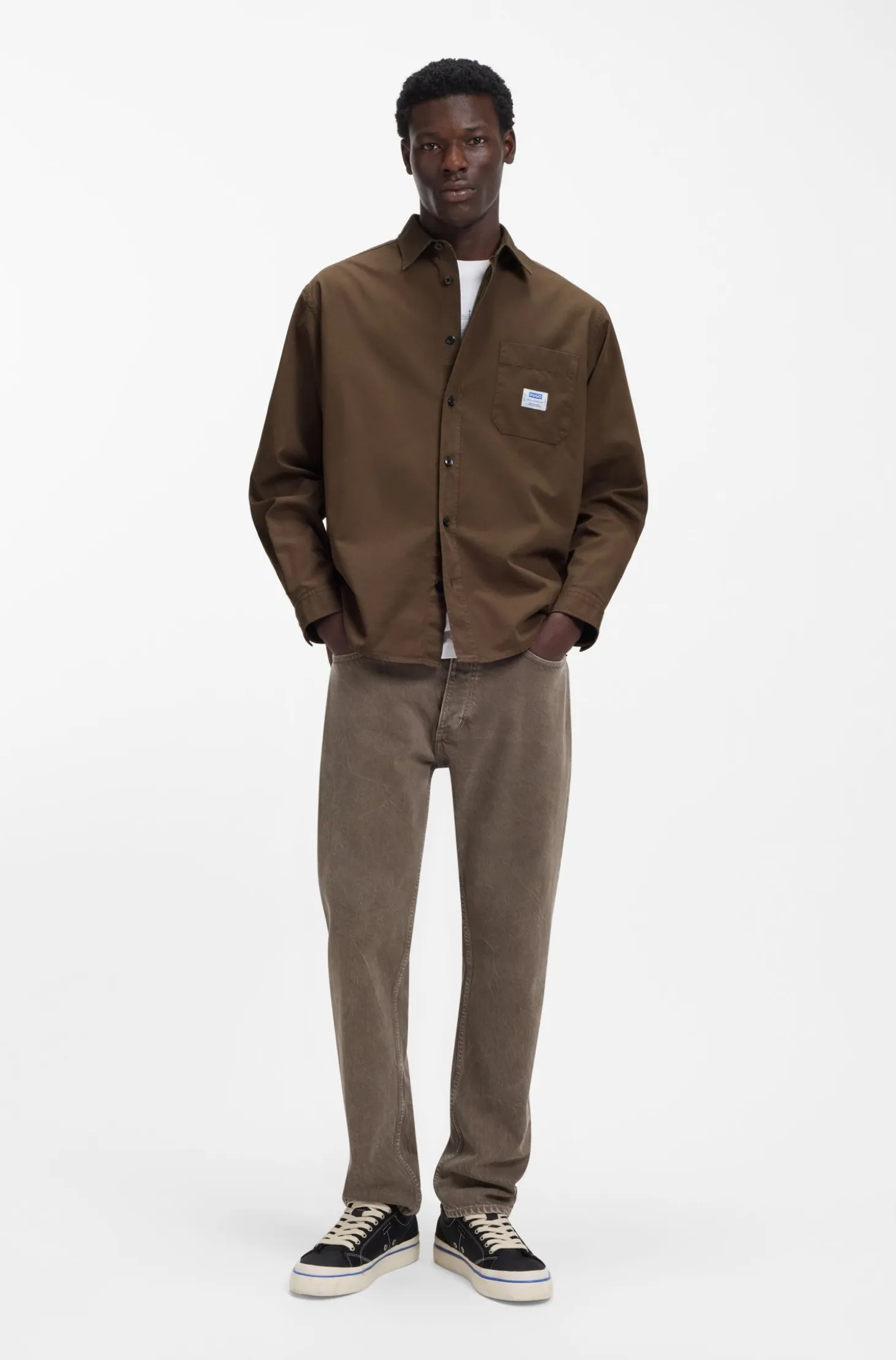 Oversized Overshirt aus Baumwoll-Canvas