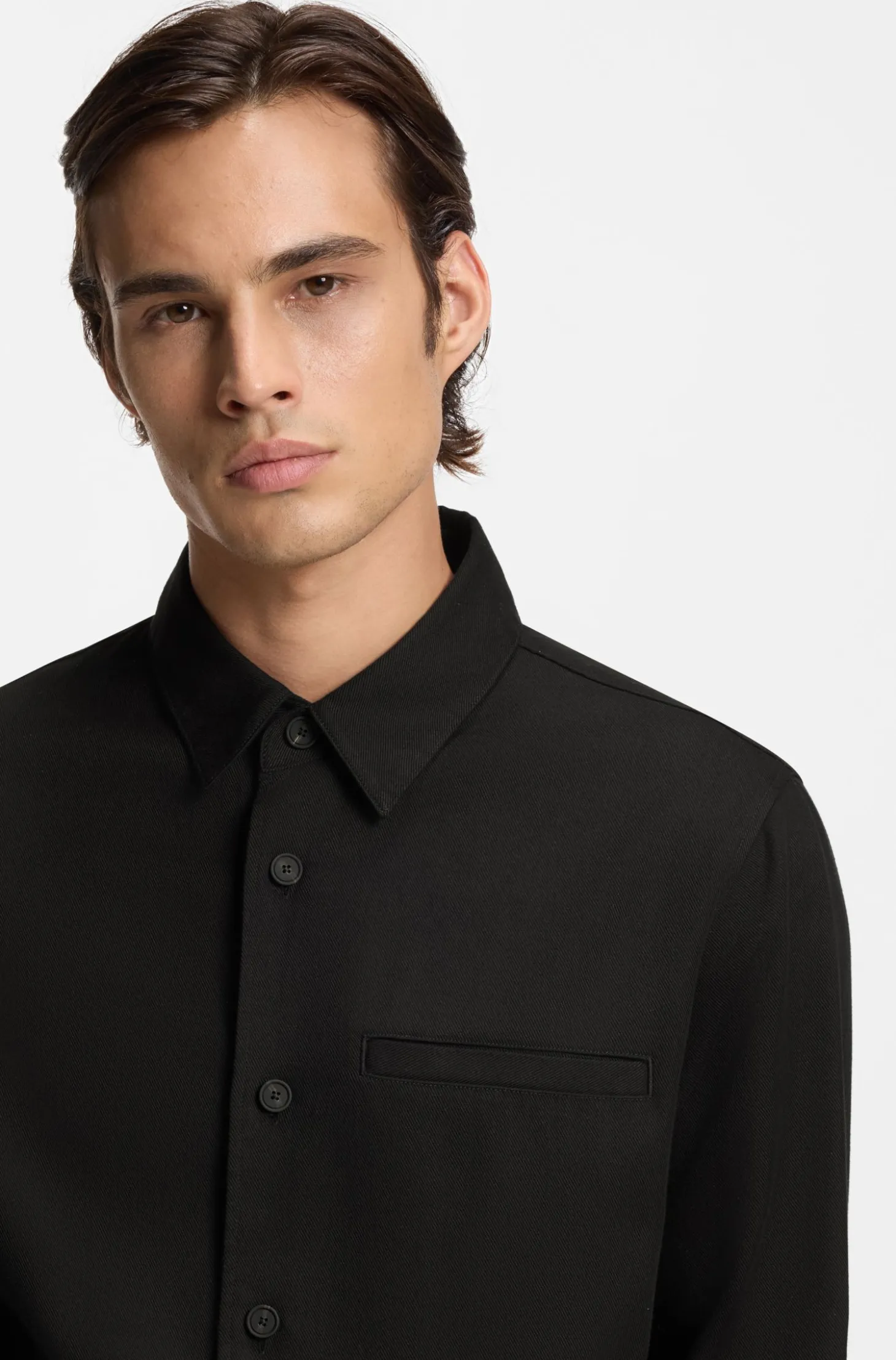 Oversized Overshirt aus softem Twill mit Seitentaschen