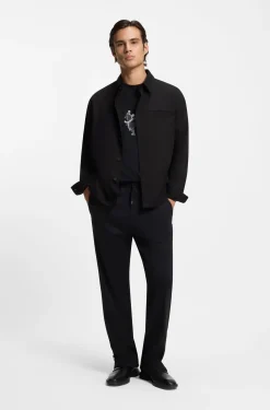 Oversized Overshirt aus softem Twill mit Seitentaschen