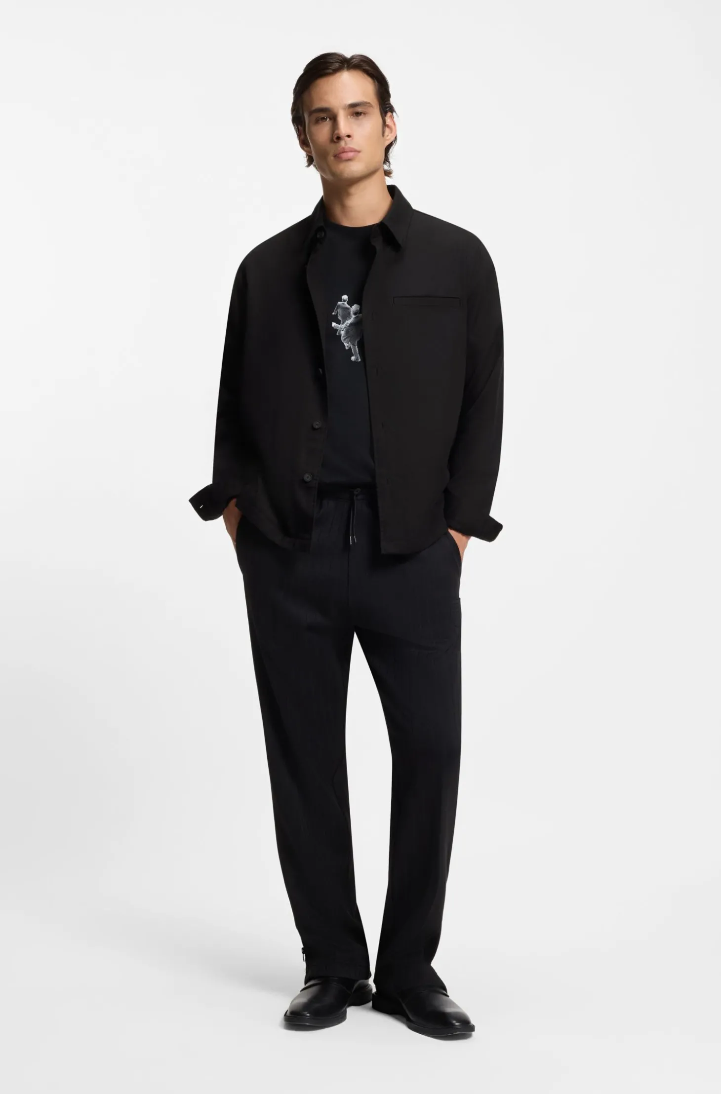 Oversized Overshirt aus softem Twill mit Seitentaschen