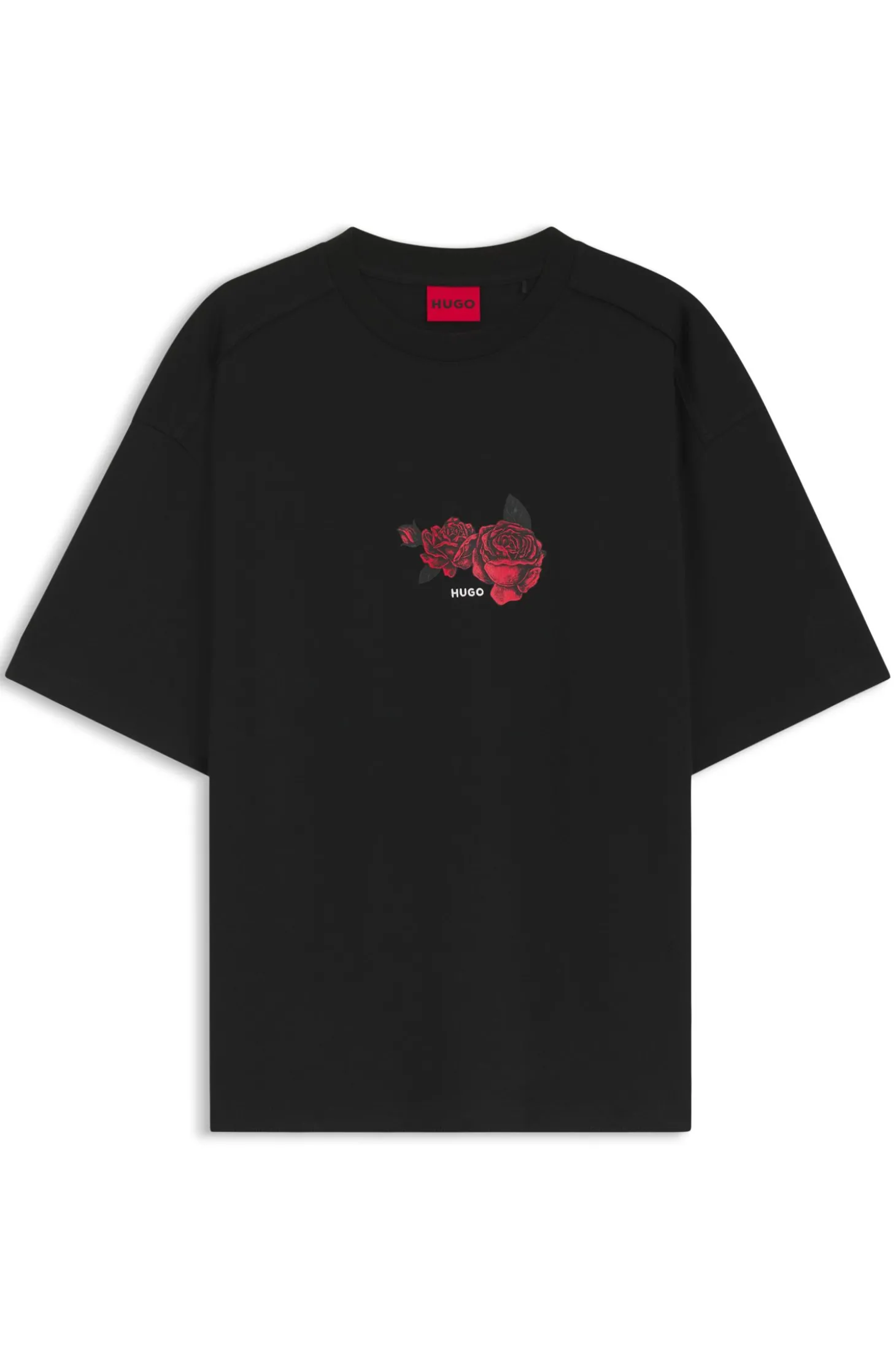 Oversized T-Shirt aus Baumwolle mit Rosen-Grafik im Biker-Stil