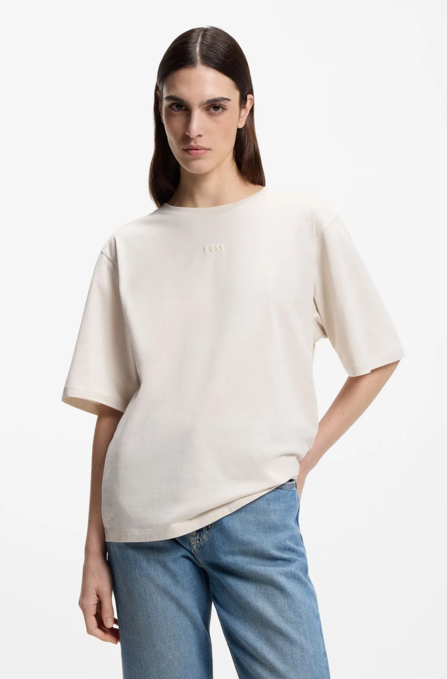 Oversized T-Shirt aus Baumwoll-Jersey mit Schaumdruck-Logo