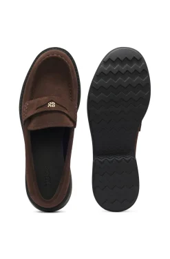 Penny-Loafers aus Veloursleder mit grober Gummisohle