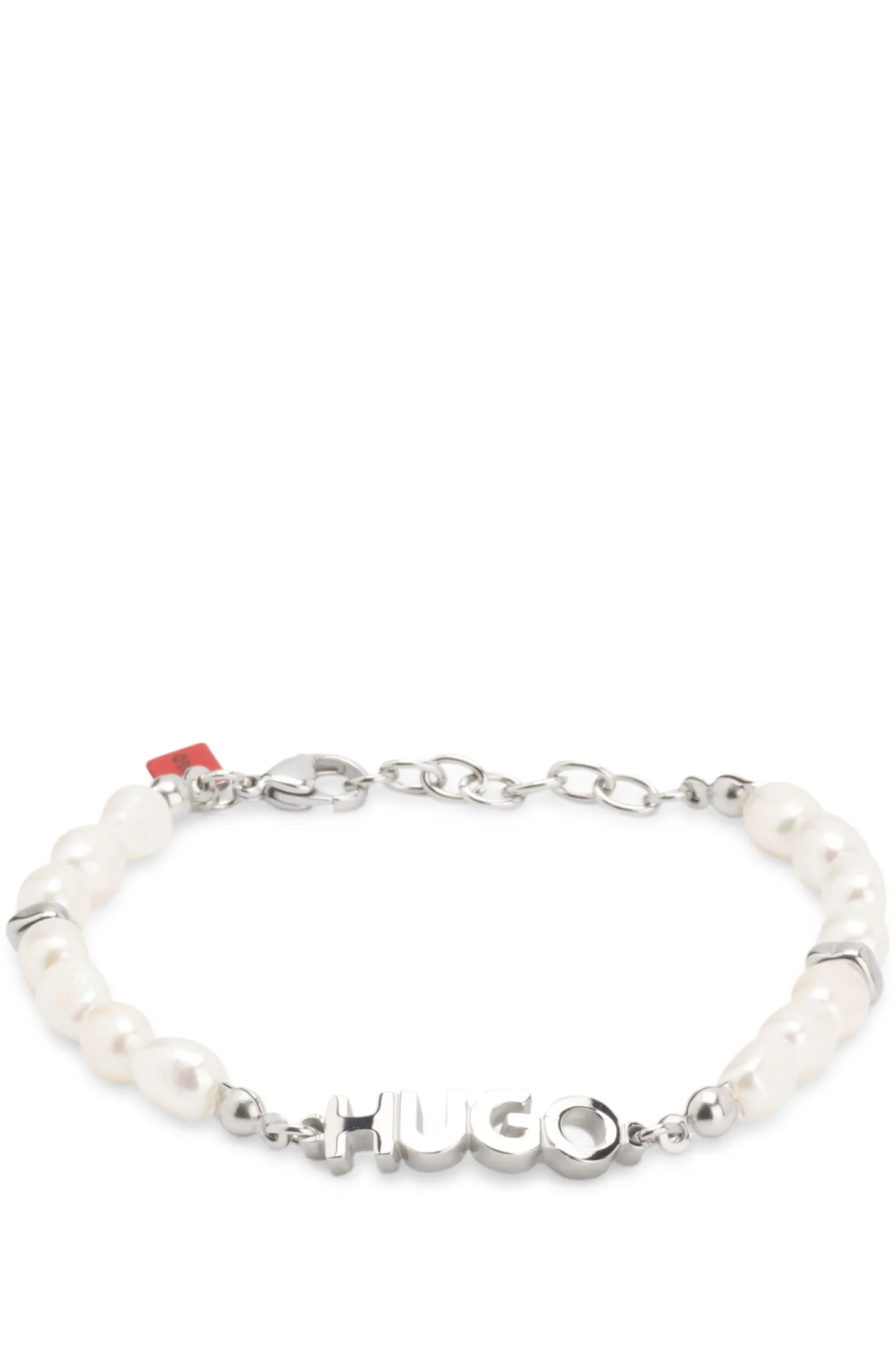 Perlen-Armband mit metallener Logo-Applikation