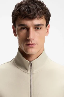 Piqué-Sweatshirt aus merzerisierter Stretch-Baumwolle mit Reißverschluss