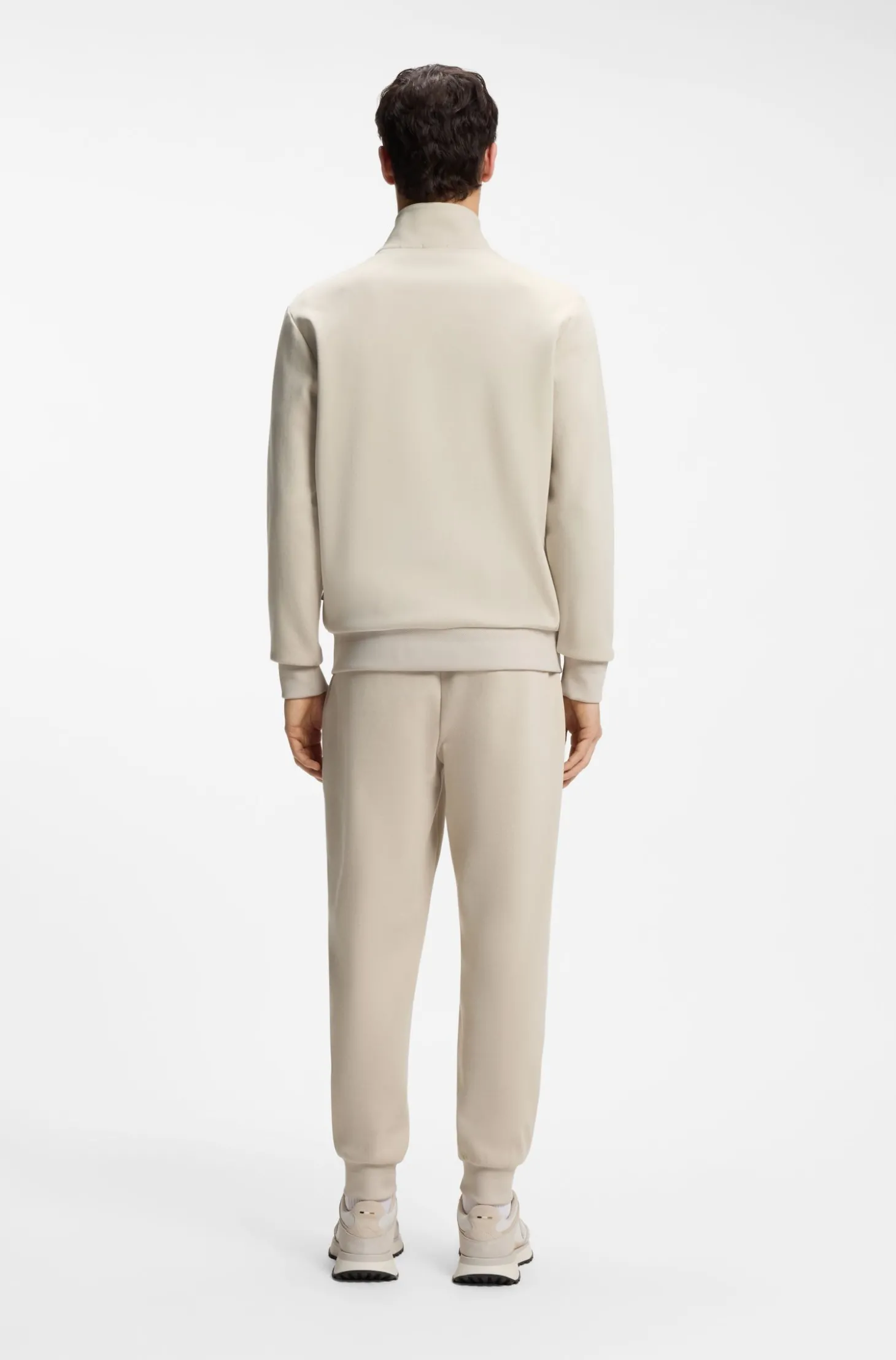 Piqué-Sweatshirt aus merzerisierter Stretch-Baumwolle mit Reißverschluss