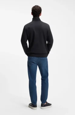 Piqué-Sweatshirt aus merzerisierter Stretch-Baumwolle mit Reißverschluss