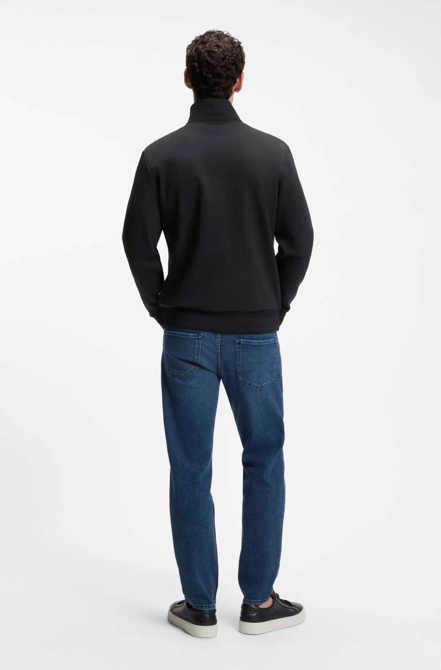 Piqué-Sweatshirt aus merzerisierter Stretch-Baumwolle mit Reißverschluss
