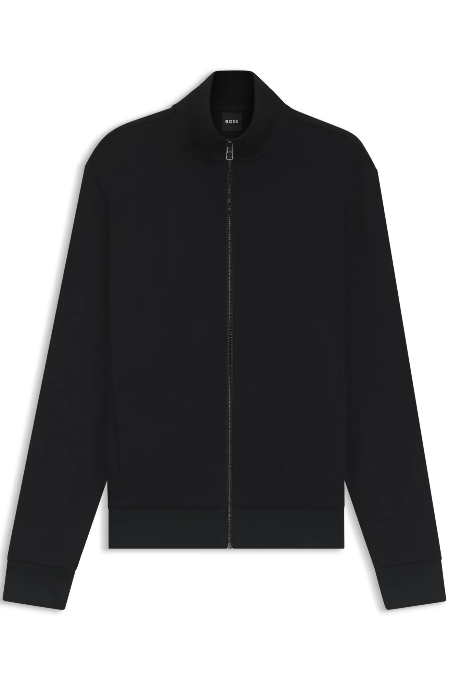 Piqué-Sweatshirt aus merzerisierter Stretch-Baumwolle mit Reißverschluss