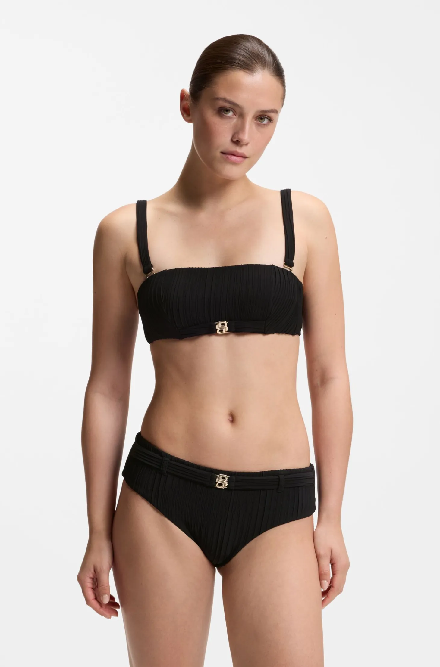 Plissé-Bikinihose mit Double-B-Monogramm