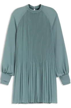 Plissee-Kleid mit transparenten Ärmeln