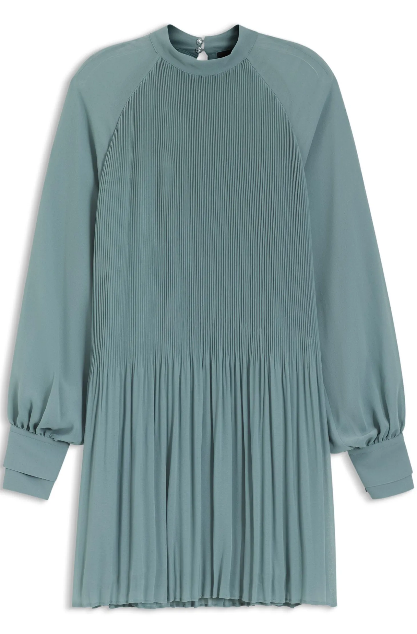 Plissee-Kleid mit transparenten Ärmeln