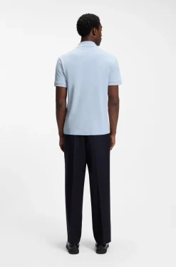 Poloshirt aus Baumwolle-Leinen mit Johnny-Kragen