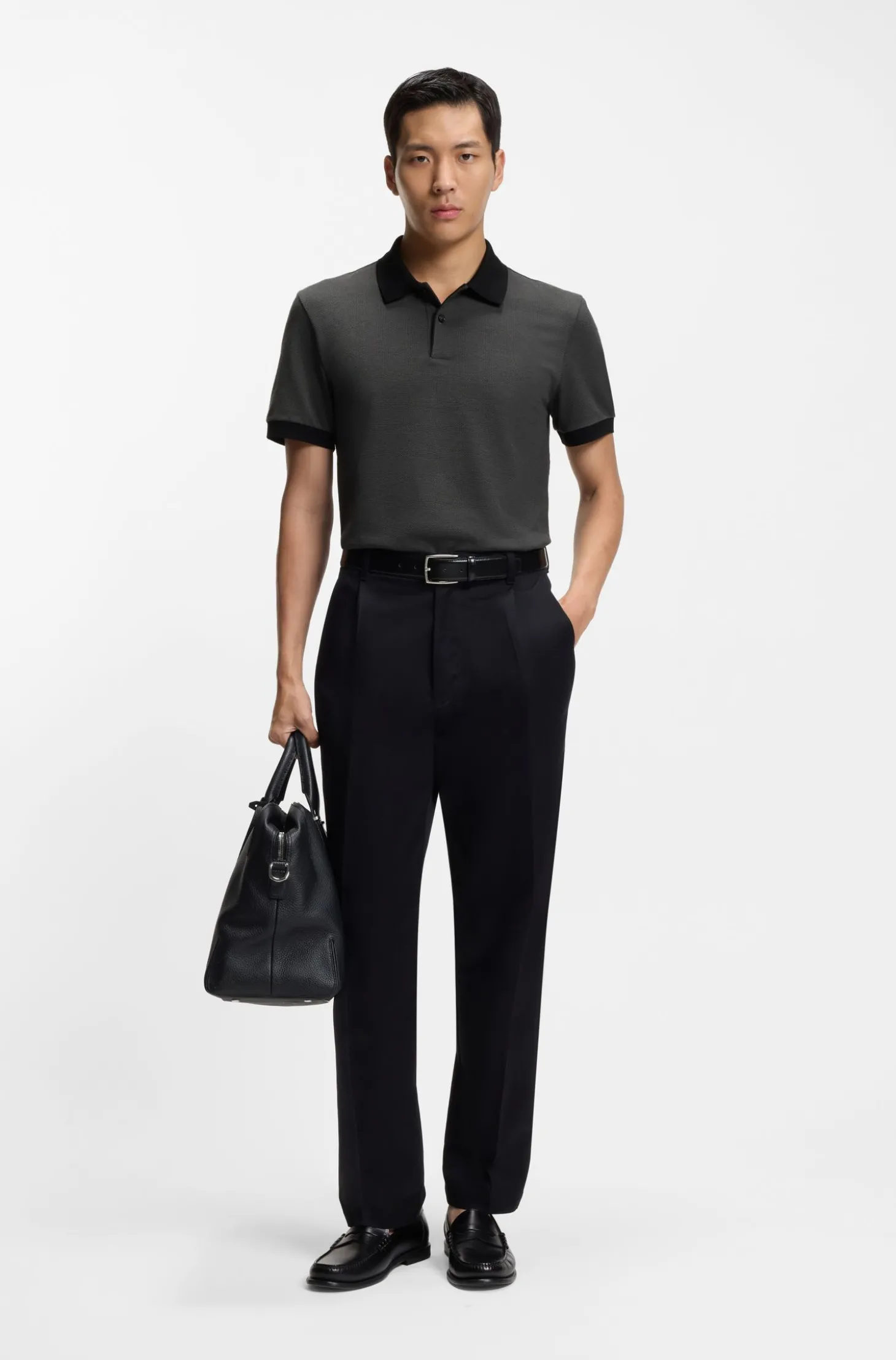 Poloshirt aus Baumwolle mit Blasen-Struktur