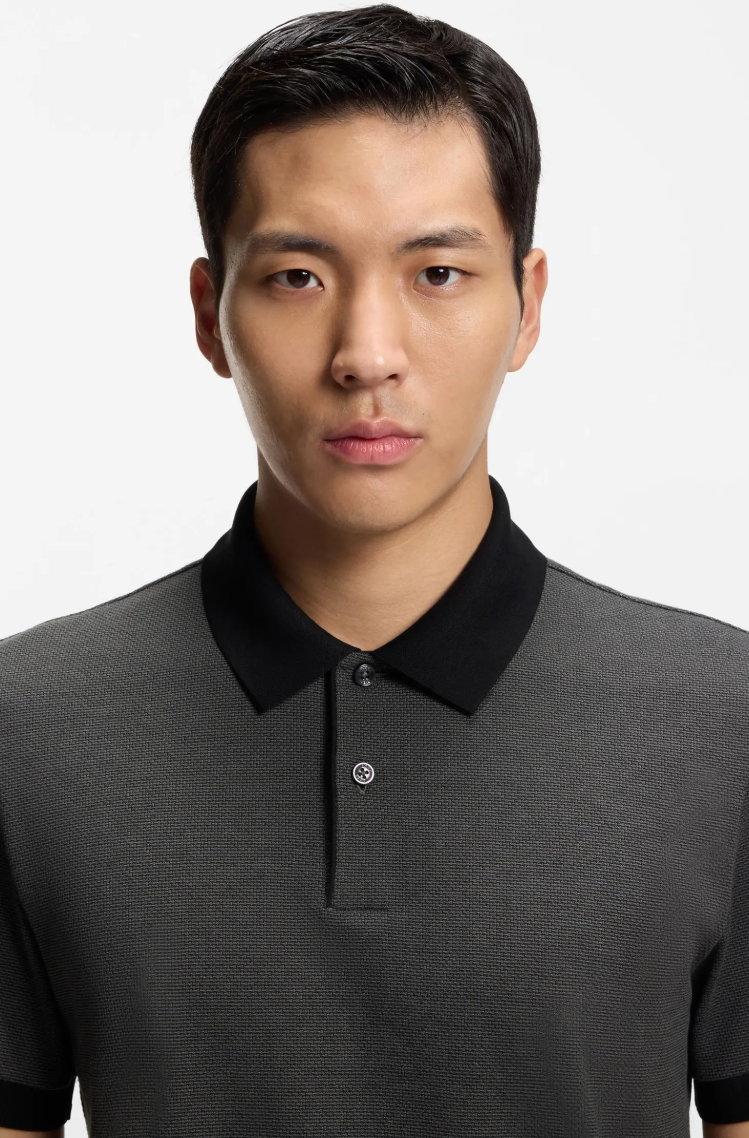 Poloshirt aus Baumwolle mit Blasen-Struktur