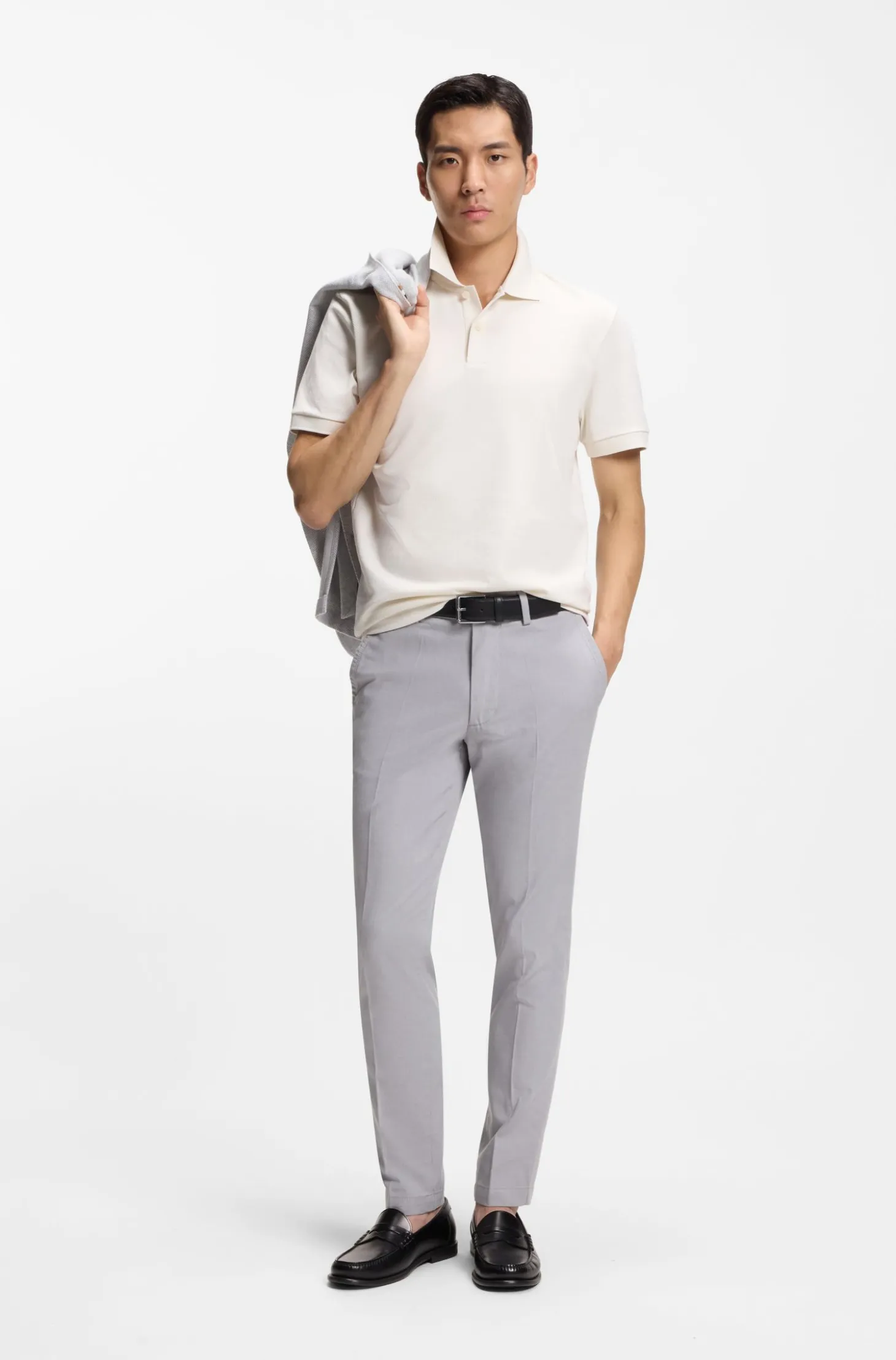 Poloshirt aus Baumwolle mit Blasen-Struktur