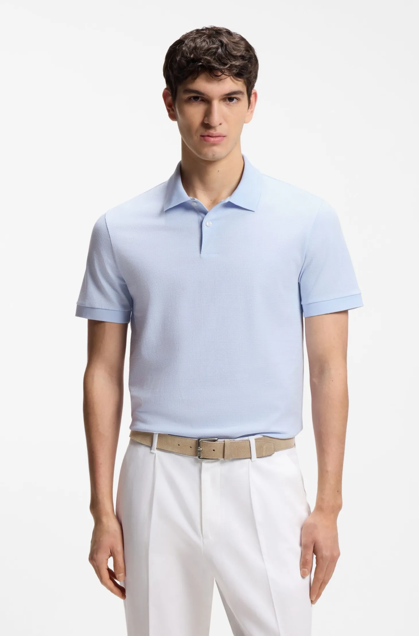 Poloshirt aus Baumwolle mit Blasen-Struktur