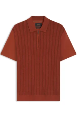 Poloshirt aus Baumwolle mit Seide und Reißverschluss am Kragen