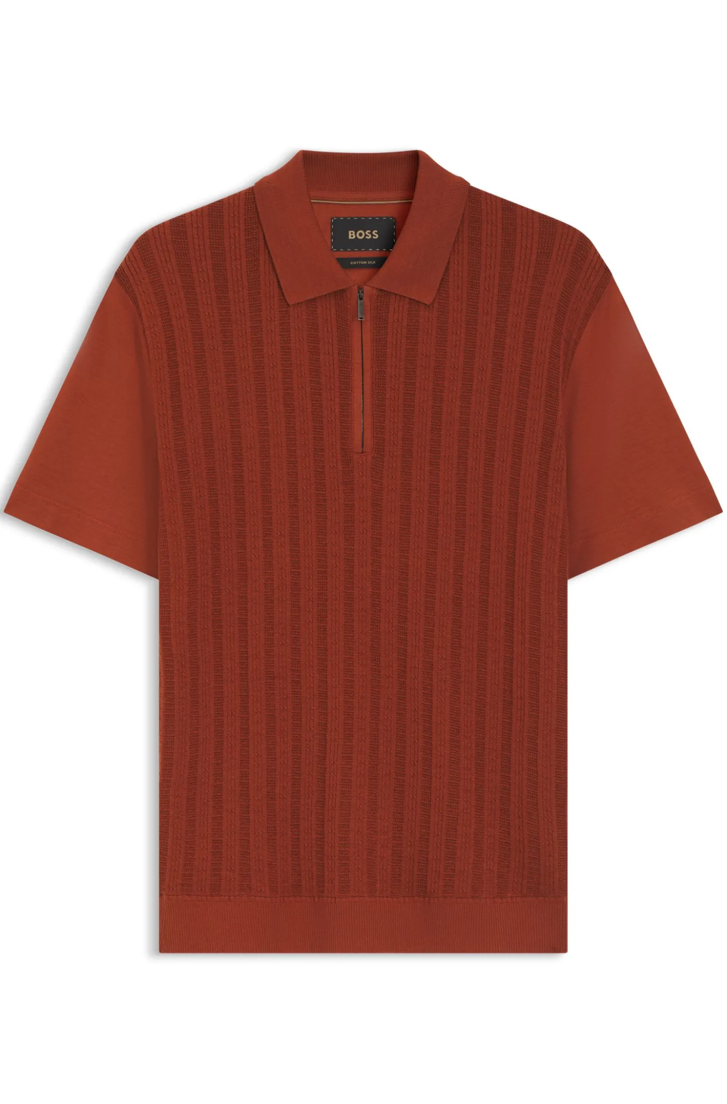 Poloshirt aus Baumwolle mit Seide und Reißverschluss am Kragen