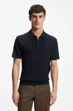 Poloshirt aus Baumwolle mit Seide und Reißverschluss am Kragen