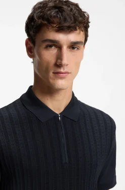 Poloshirt aus Baumwolle mit Seide und Reißverschluss am Kragen