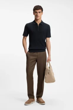 Poloshirt aus Baumwolle mit Seide und Reißverschluss am Kragen
