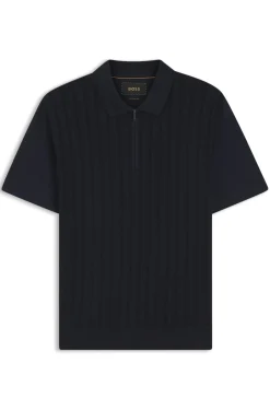 Poloshirt aus Baumwolle mit Seide und Reißverschluss am Kragen