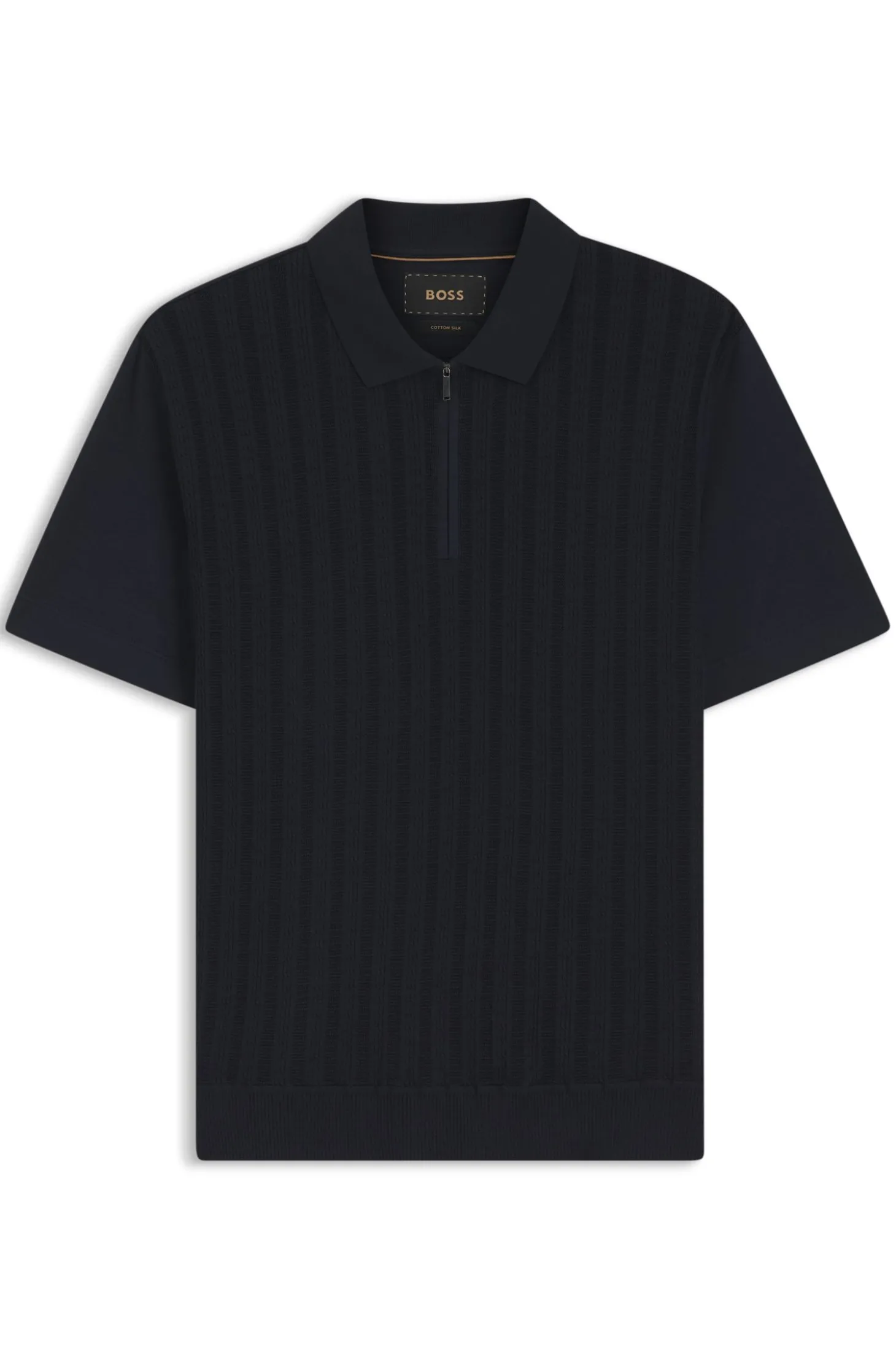 Poloshirt aus Baumwolle mit Seide und Reißverschluss am Kragen