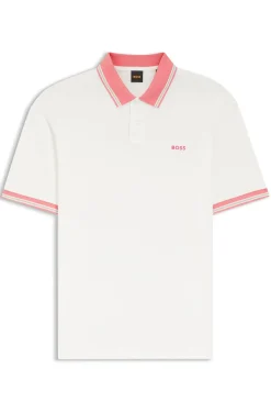 Poloshirt aus Baumwoll-Jersey mit Streifen-Einfassungen