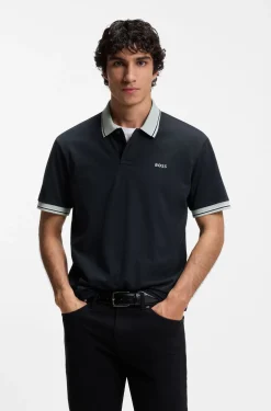 Poloshirt aus Baumwoll-Jersey mit Streifen-Einfassungen