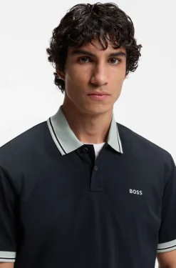Poloshirt aus Baumwoll-Jersey mit Streifen-Einfassungen