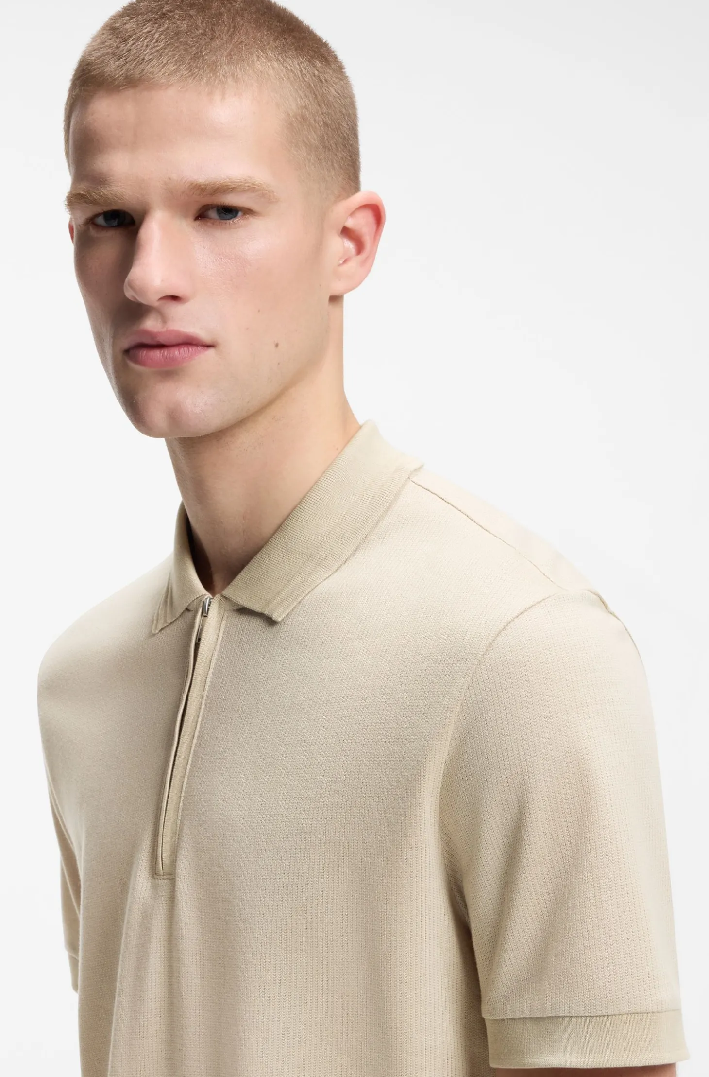 Poloshirt aus Baumwoll-Mix mit Reißverschlussleiste