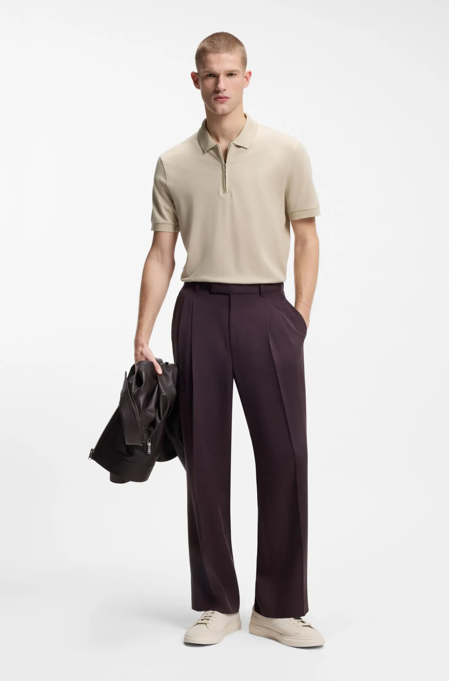Poloshirt aus Baumwoll-Mix mit Reißverschlussleiste