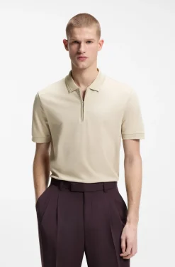 Poloshirt aus Baumwoll-Mix mit Reißverschlussleiste