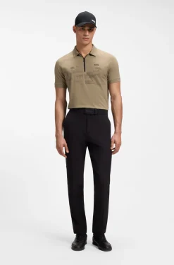 Poloshirt aus Baumwoll-Mix mit Reißverschluss und reflektierenden Grafiken