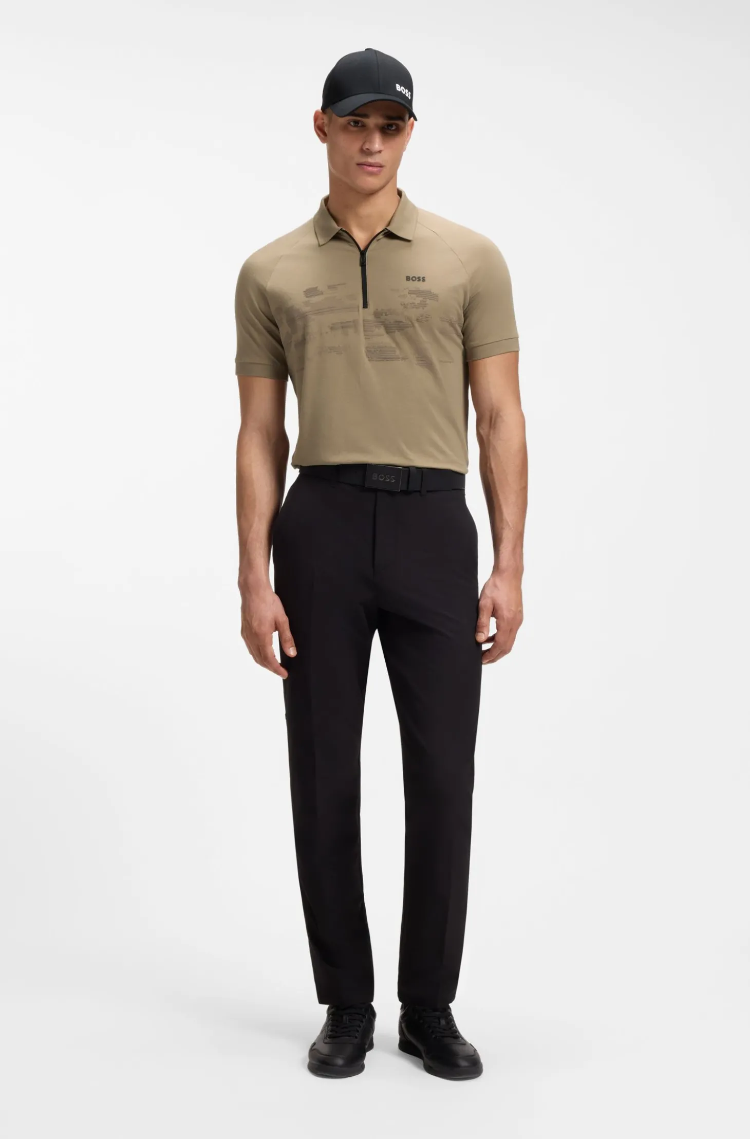 Poloshirt aus Baumwoll-Mix mit Reißverschluss und reflektierenden Grafiken