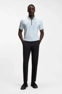 Poloshirt aus Baumwoll-Mix mit Reißverschluss und reflektierenden Grafiken