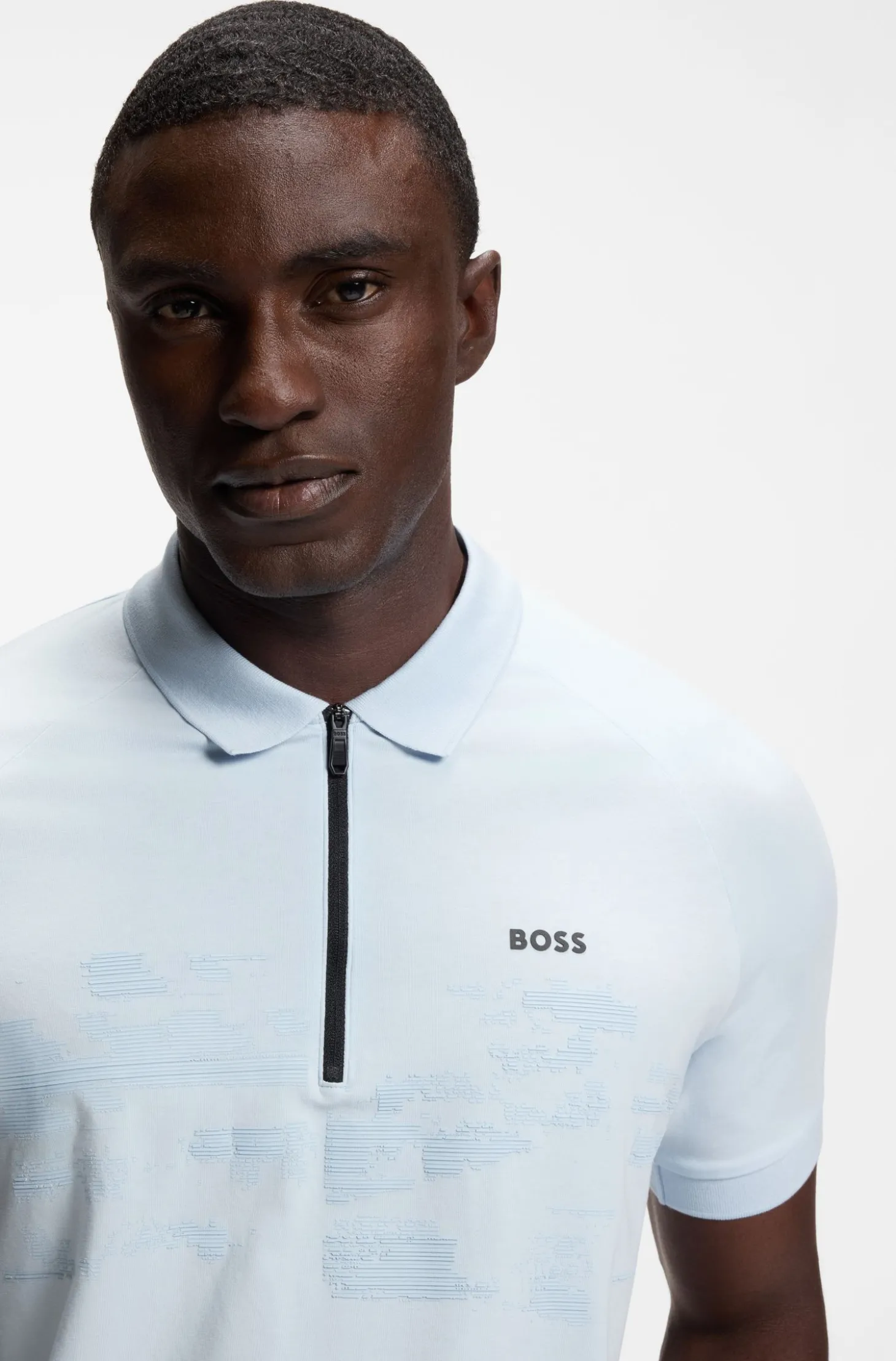 Poloshirt aus Baumwoll-Mix mit Reißverschluss und reflektierenden Grafiken