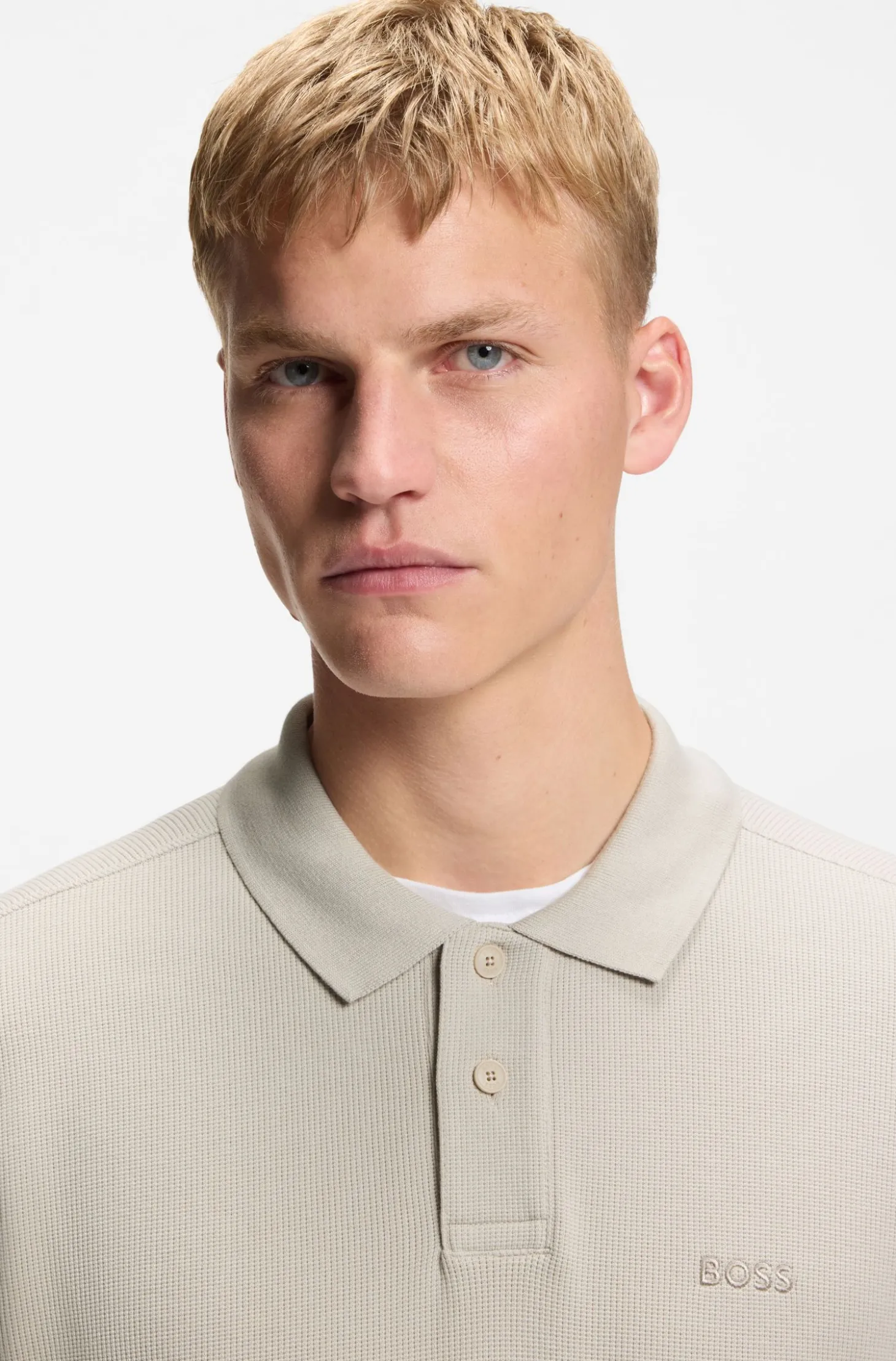 Poloshirt aus Baumwoll-Mix mit Waffelstruktur
